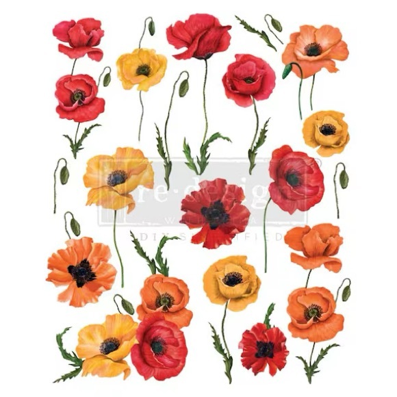 Redesign with Prima Decor Transfer ~ POPPY GARDENS 24” x 30” - Picture 1 of 3